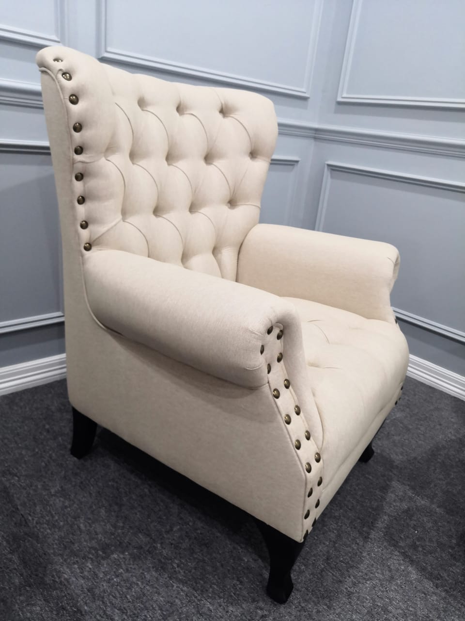 Product: CHESTERFIELD WING CHAIR A1 (PIC 2) BEIGE