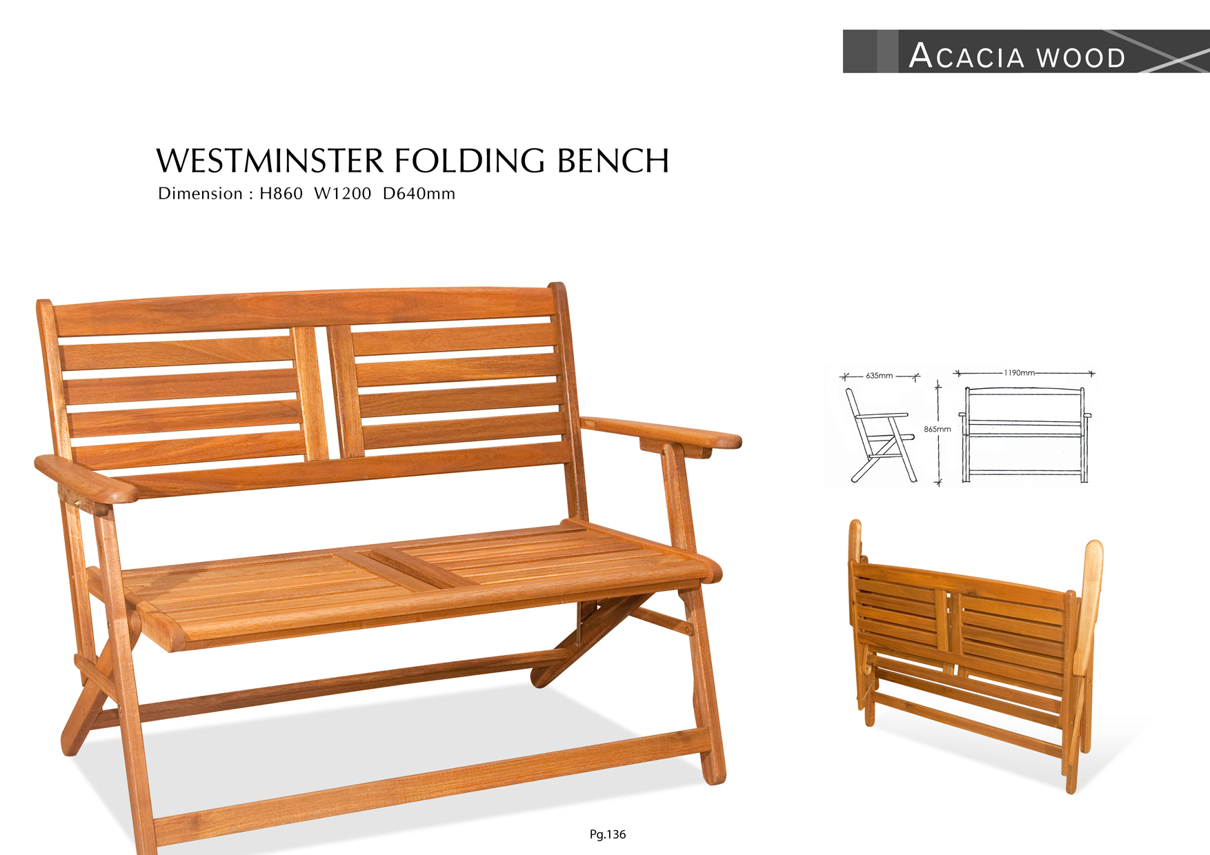 Product: PG136. WESTMINSTER FOLDING BENCH
