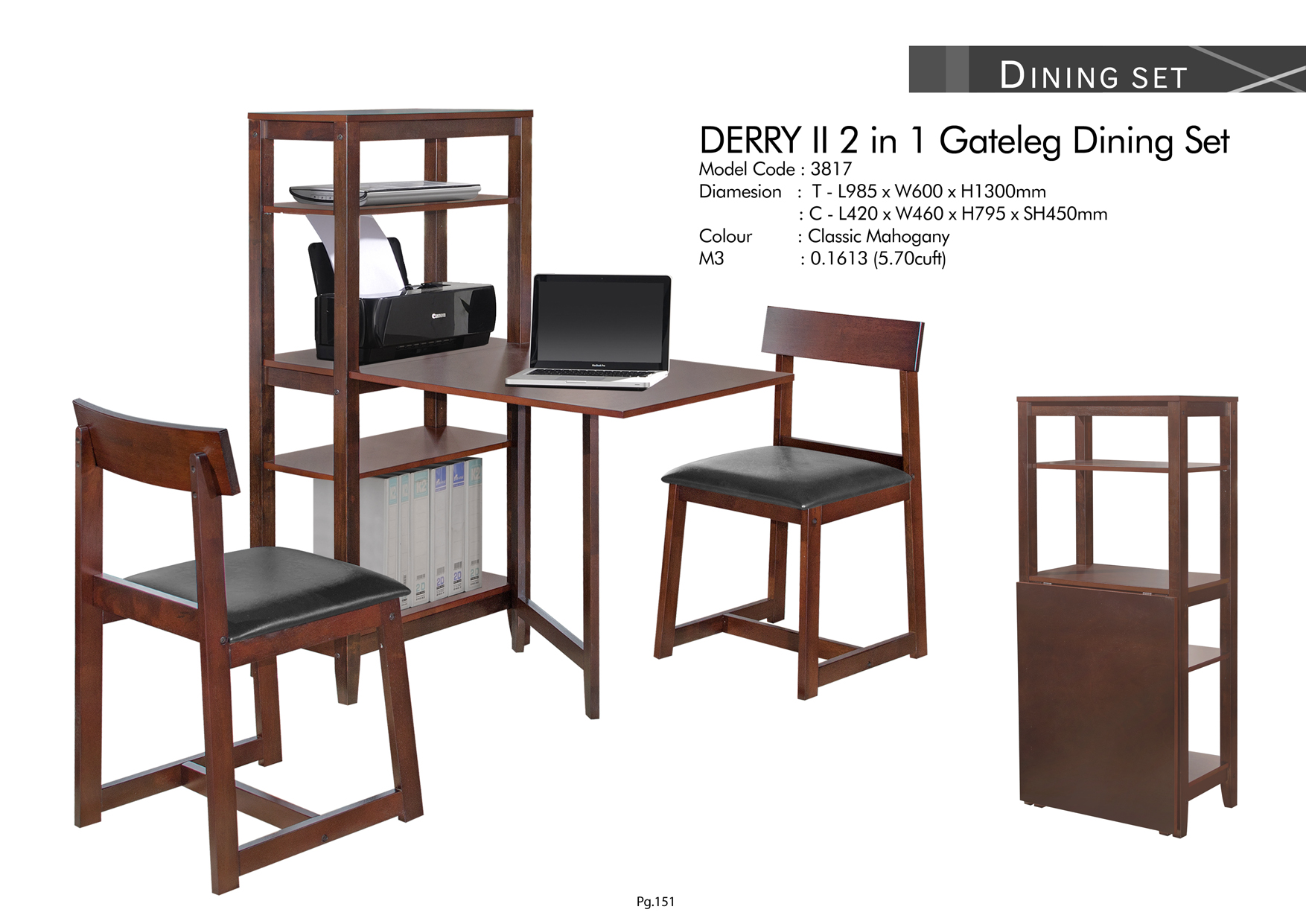 Product: PG151. DERRY II 2 IN 1 GETELEG DINING SET