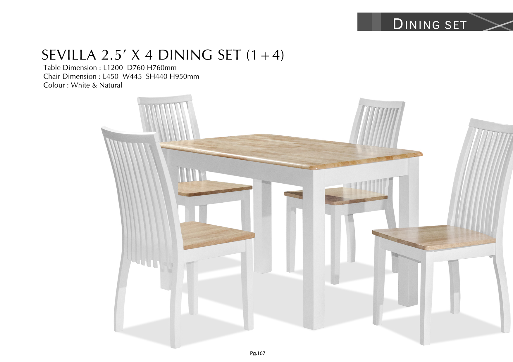 Product: PG167. SEVILLA 2.5′ X 4′ DINING SET