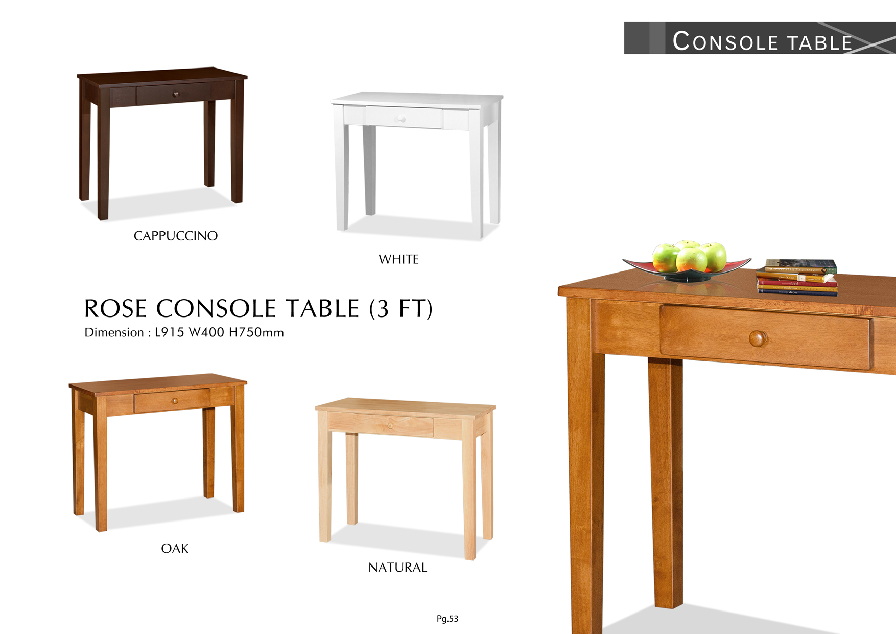 Product: PG53. ROSE CONSOLE TABLE 3FT